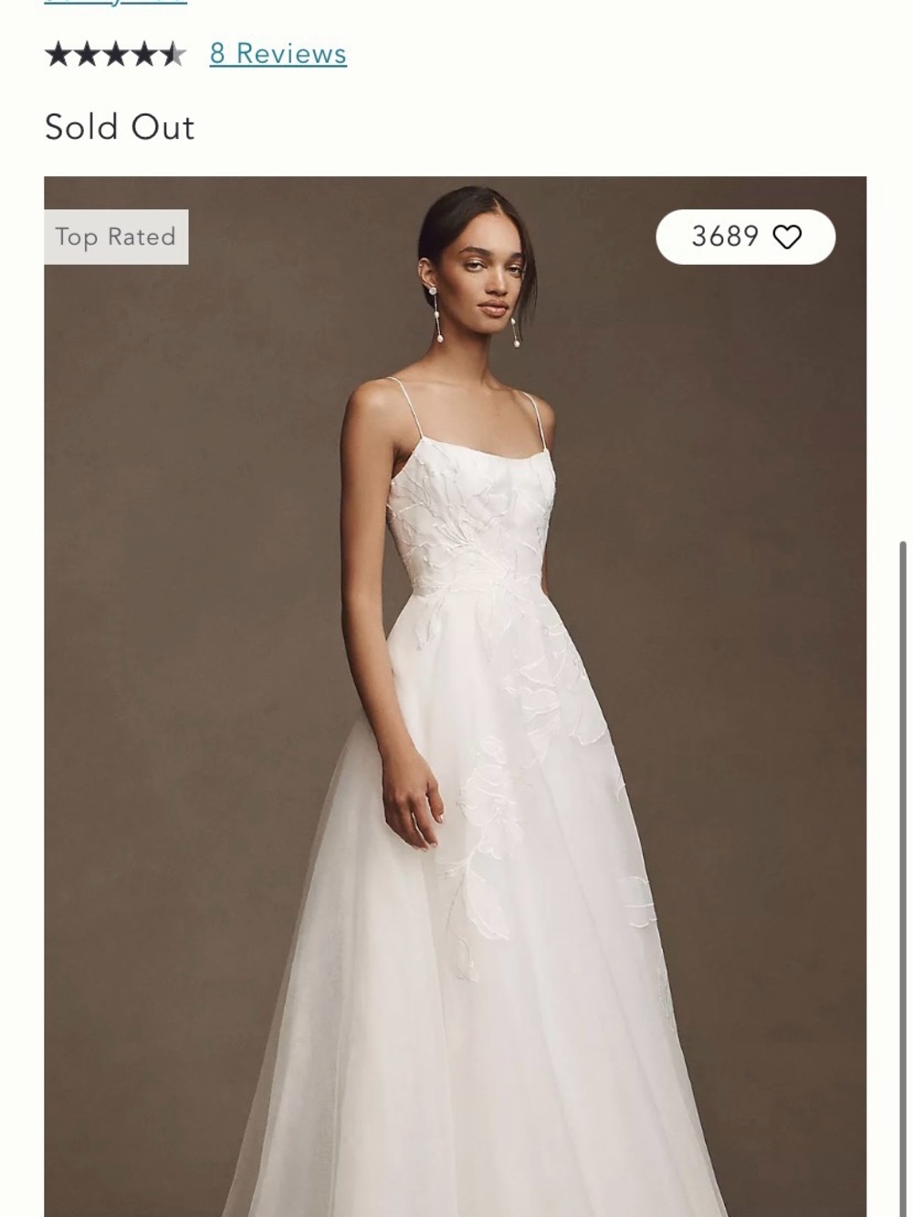 Jenny Yoo White Spaghetti-Strap Floral A-Line Wedding Dress
